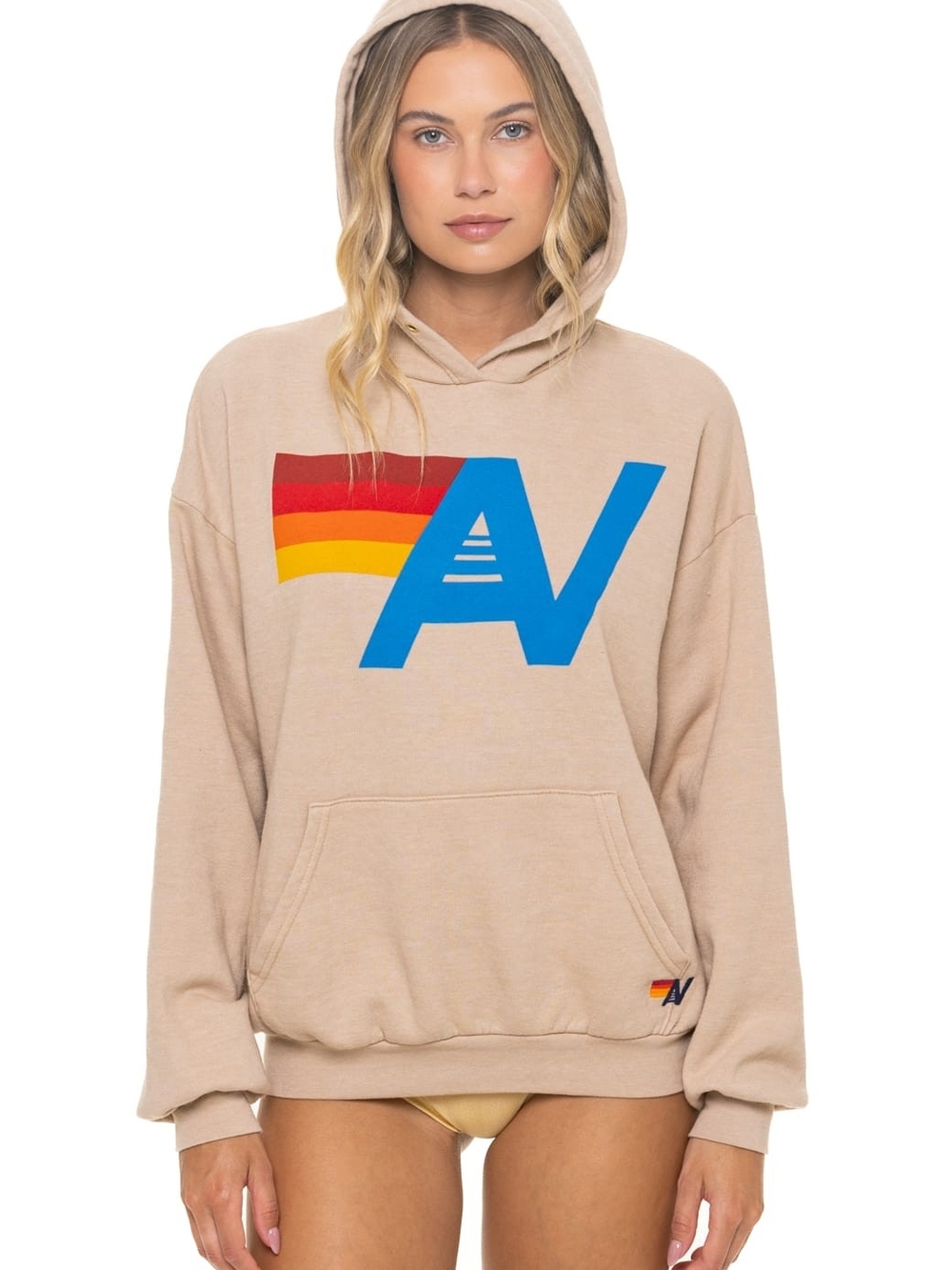 Aviator Nation LOGO PULLOVER RELAXED HOODIE - SAND